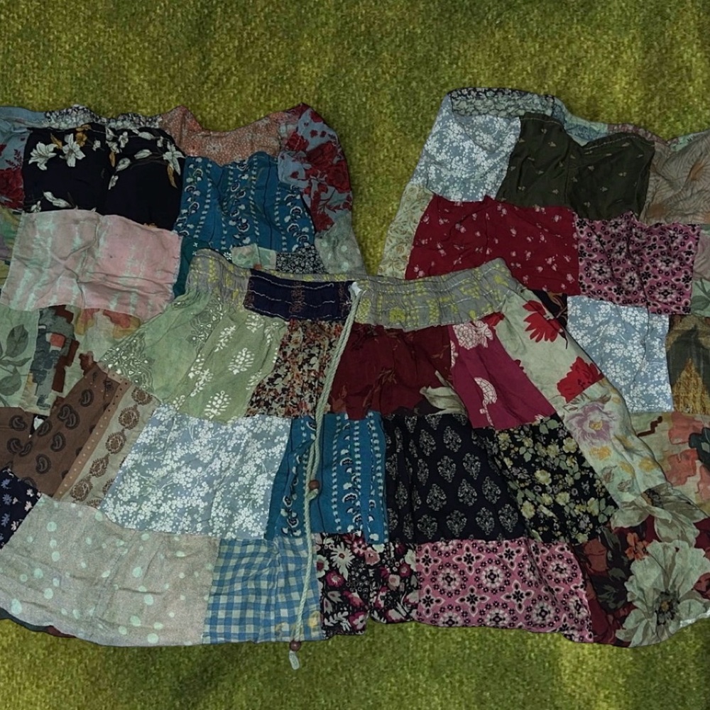 Little Bazaar Patchwork Split Skirt Pants - image 1